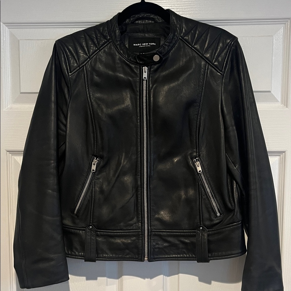 Marc New York Women's Quilted Black Genuine Leather Jacket